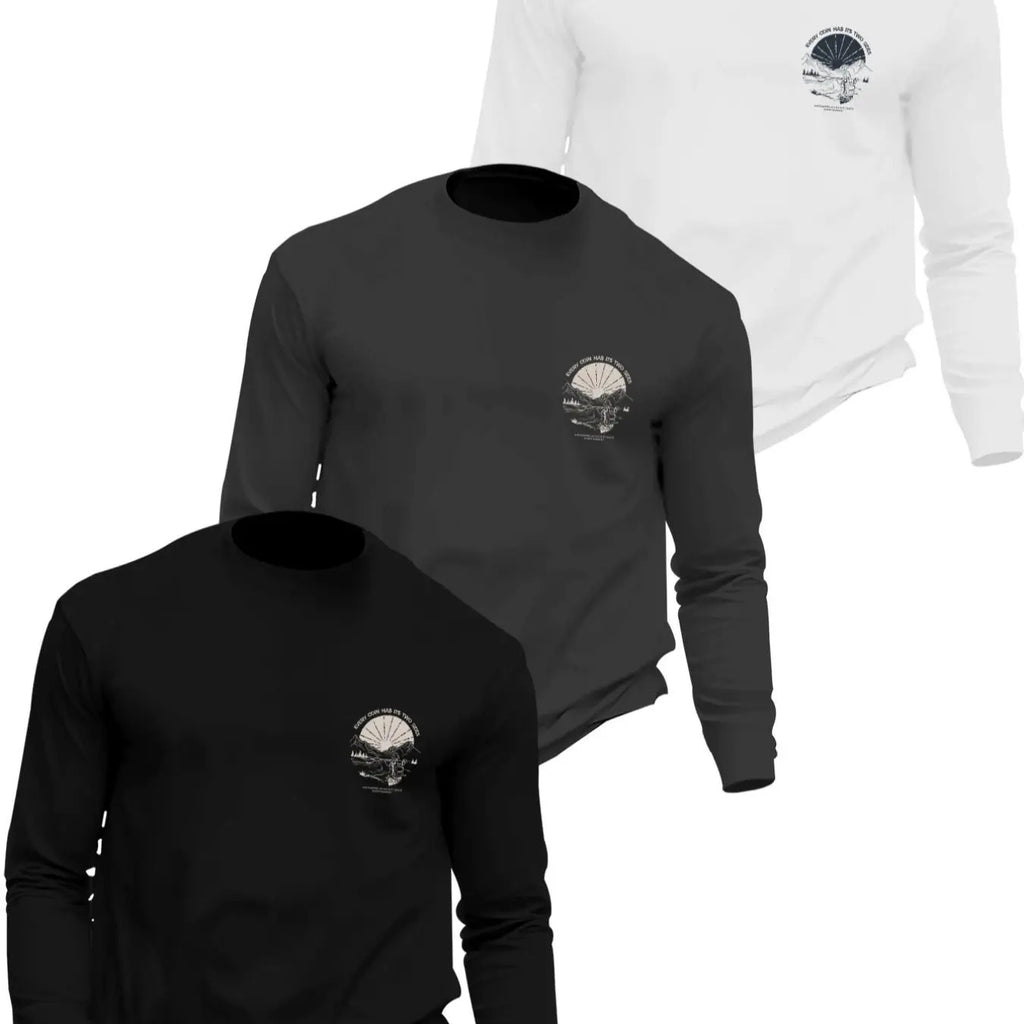 Men's Landscape Print Long Sleeve Tee, Regular Fit Casual Round Neck T-shirt for Fall, Men's Top for Daily Wear Hoodie,...