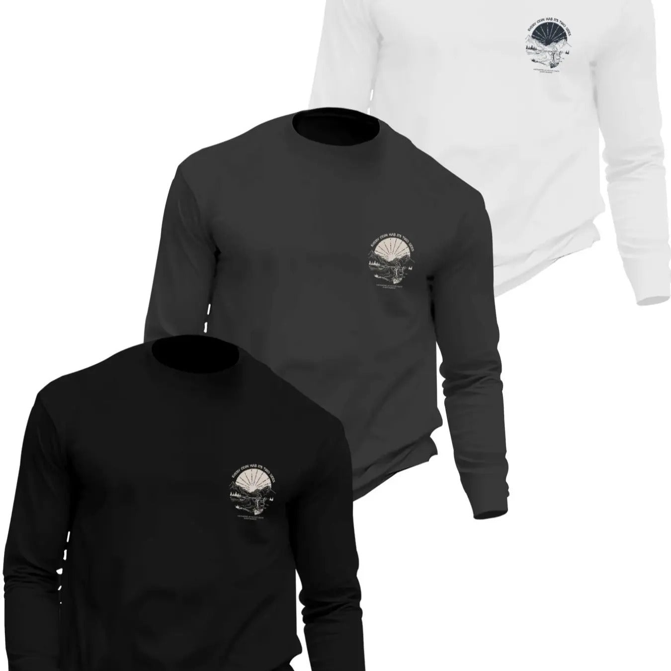 Men's Landscape Print Long Sleeve Tee, Regular Fit Casual Round Neck T-shirt for Fall, Men's Top for Daily Wear Hoodie,...