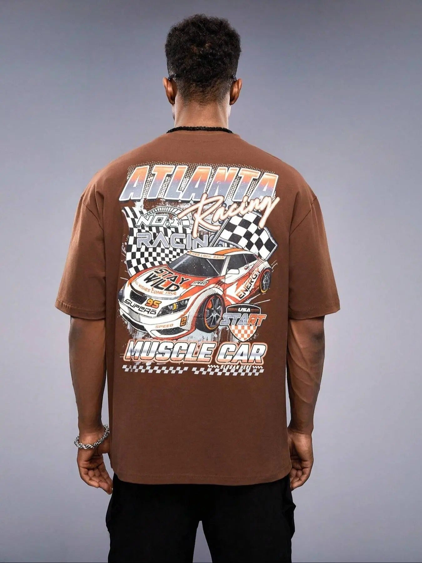 Men's Letter & Car Print Short Sleeve Graphic Tee, Loose Casual Fashion T-shirt for Summer, Men's Top for Daily Wear...