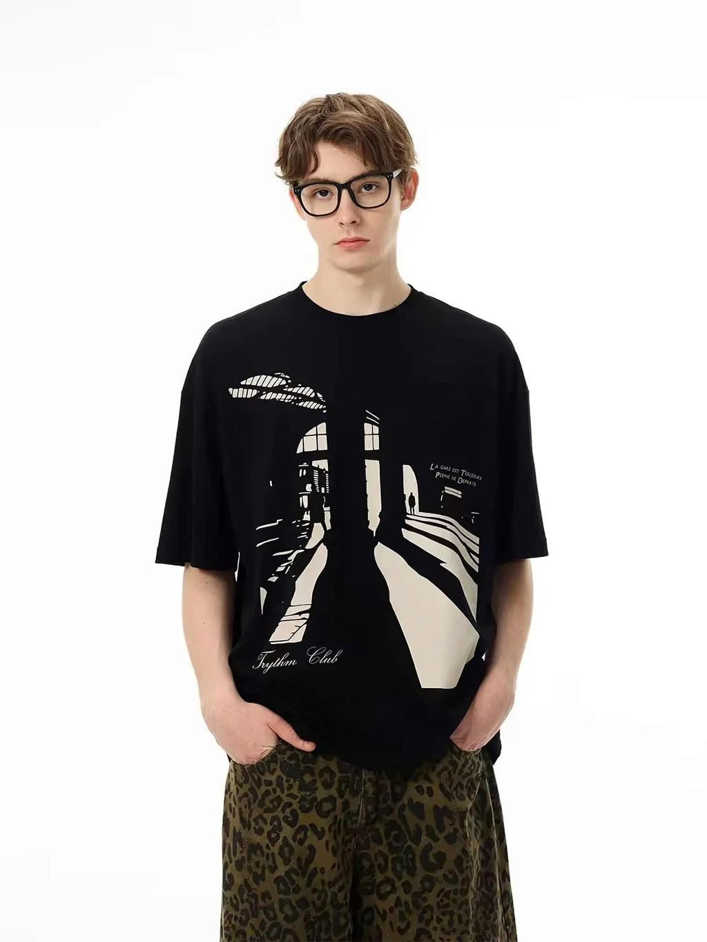 Men's Letter & City Print Round Neck Tee, Loose Casual Short Sleeve Crew Neck T-Shirt for Summer, Fashion Men's Top for...