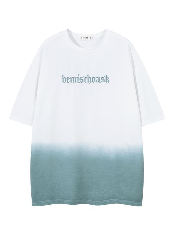 Men's Letter & Cross Embroidery Short Sleeve Tee, Loose Casual Fashion Round Neck T-shirt for Summer, Men's Top for Daily...