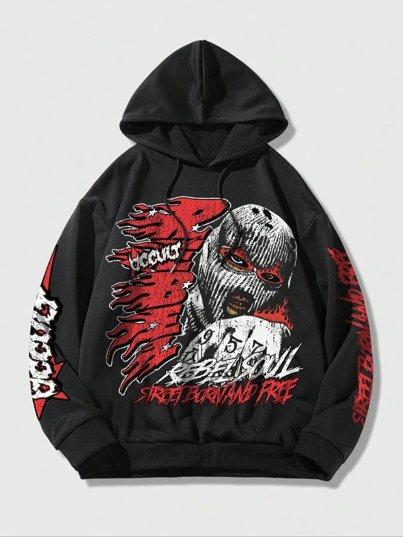Men's Letter & Figure Print Drawstring Hoodie, Regular Fit Casual Comfy Long Sleeve Hooded Sweatshirt for Fall & Winter,...
