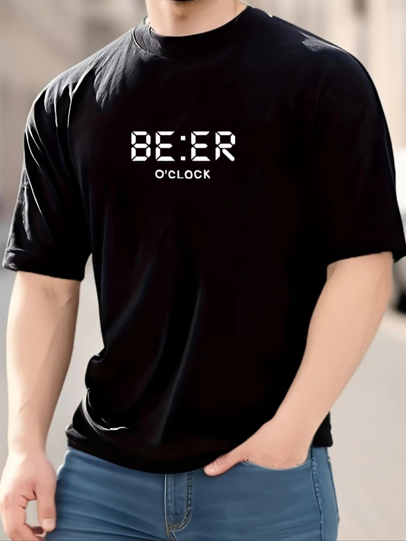 Men's Letter & Figure Print Round Neck Tee, Casual Short Sleeve T-shirt for Daily Wear, Fashion Men's Top for All Seasons...