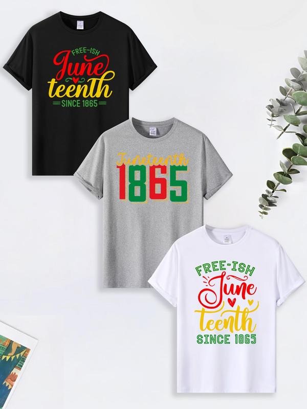 Men's Letter & Number Print Round Neck Tee, Regular Fit Casual Short Sleeve T-Shirt, Summer Top for Men Hoodie, Sweatshirt