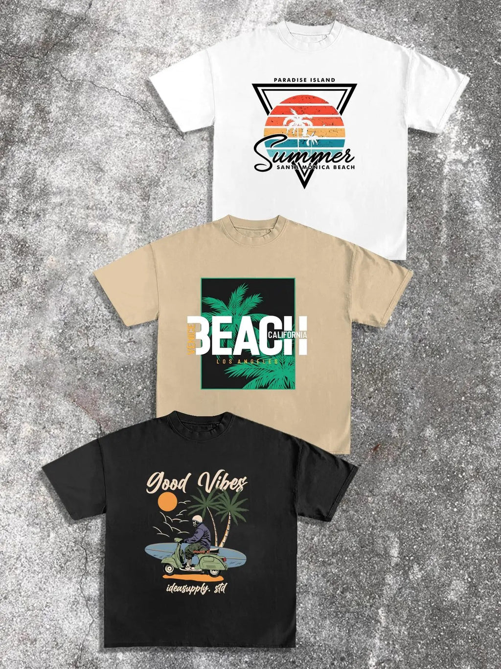 Men's Letter & Palm Tree Print Short Sleeve Tee, Regular Fit Casual Round Neck Graphic T-shirt for Summer, Men's Top for...