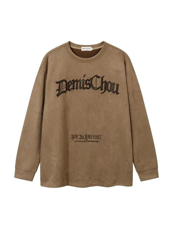 Men's Letter Embroidery Sweatshirt, Loose Casual Long Sleeve Crew Neck Pullover for Spring & Fall, Fashion Men's Top for...