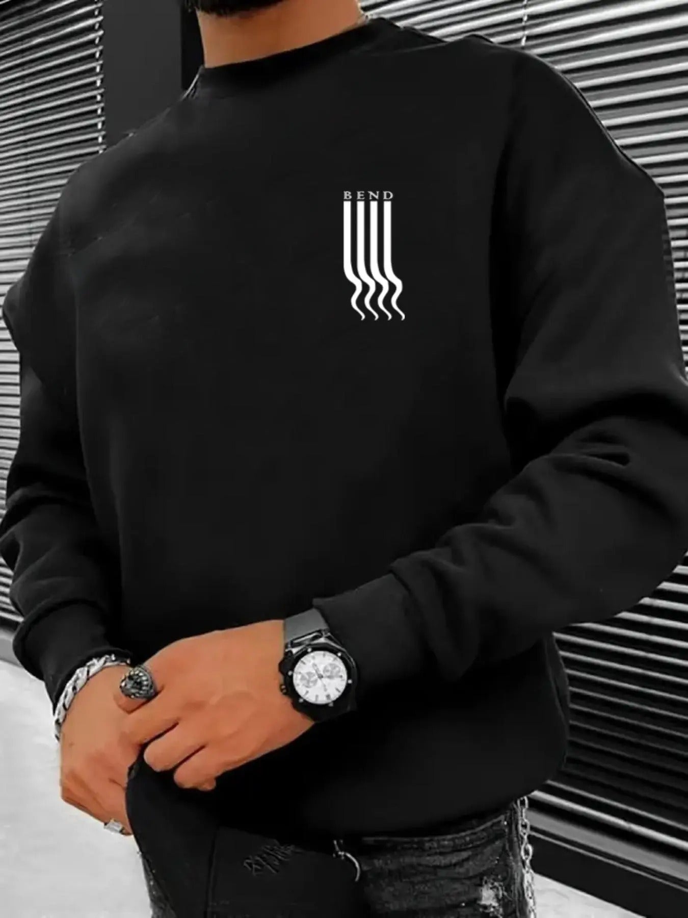 Men's Letter Graphic Drop Shoulder Sweatshirt, Regular Fit Casual Soft Comfy Long Sleeve Round Neck Pullover for Daily...