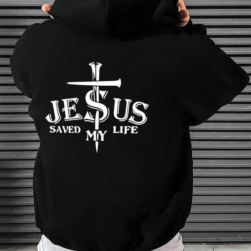 Men's Letter Graphic Essentials Hoodie - Regular Fit Drawstring Pocket Hooded Sweatshirt, Casual Pullover, Fall Outfits,...