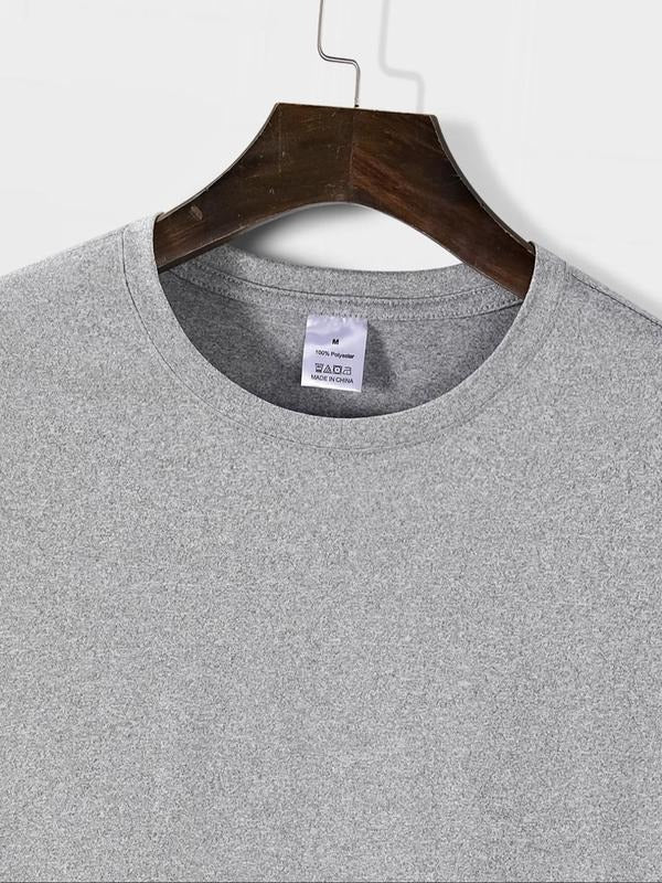 Men's Letter Graphic Print Round Neck Tee, Regular Fit Casual Fashion Short Sleeve T-shirt, Men's Summer Top for Daily...