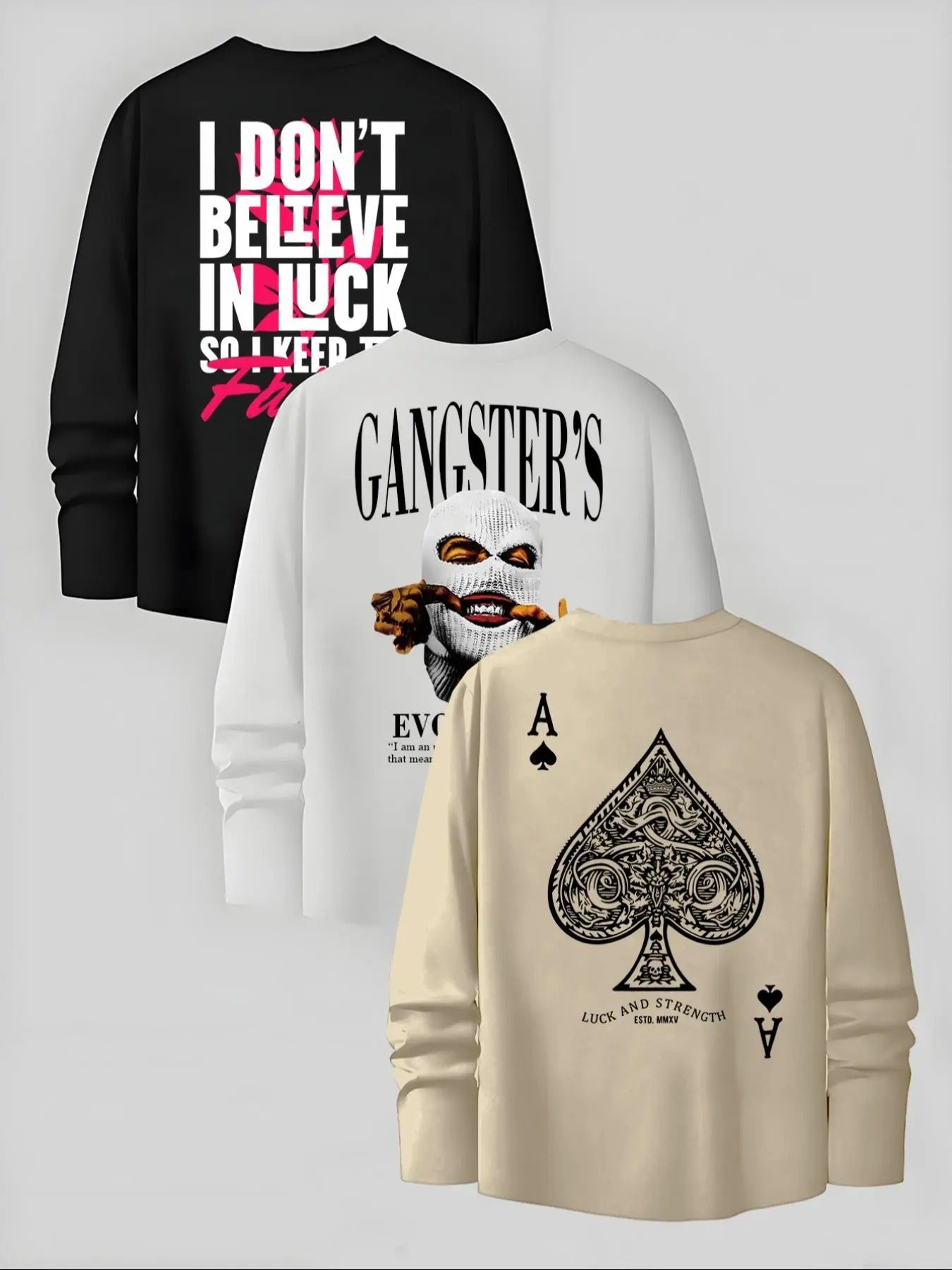 Men's Letter Graphic Round Neck Tee, Regular Fit Casual Long Sleeve Crew Neck T-Shirt for Fall, Fashion Men's Top for...