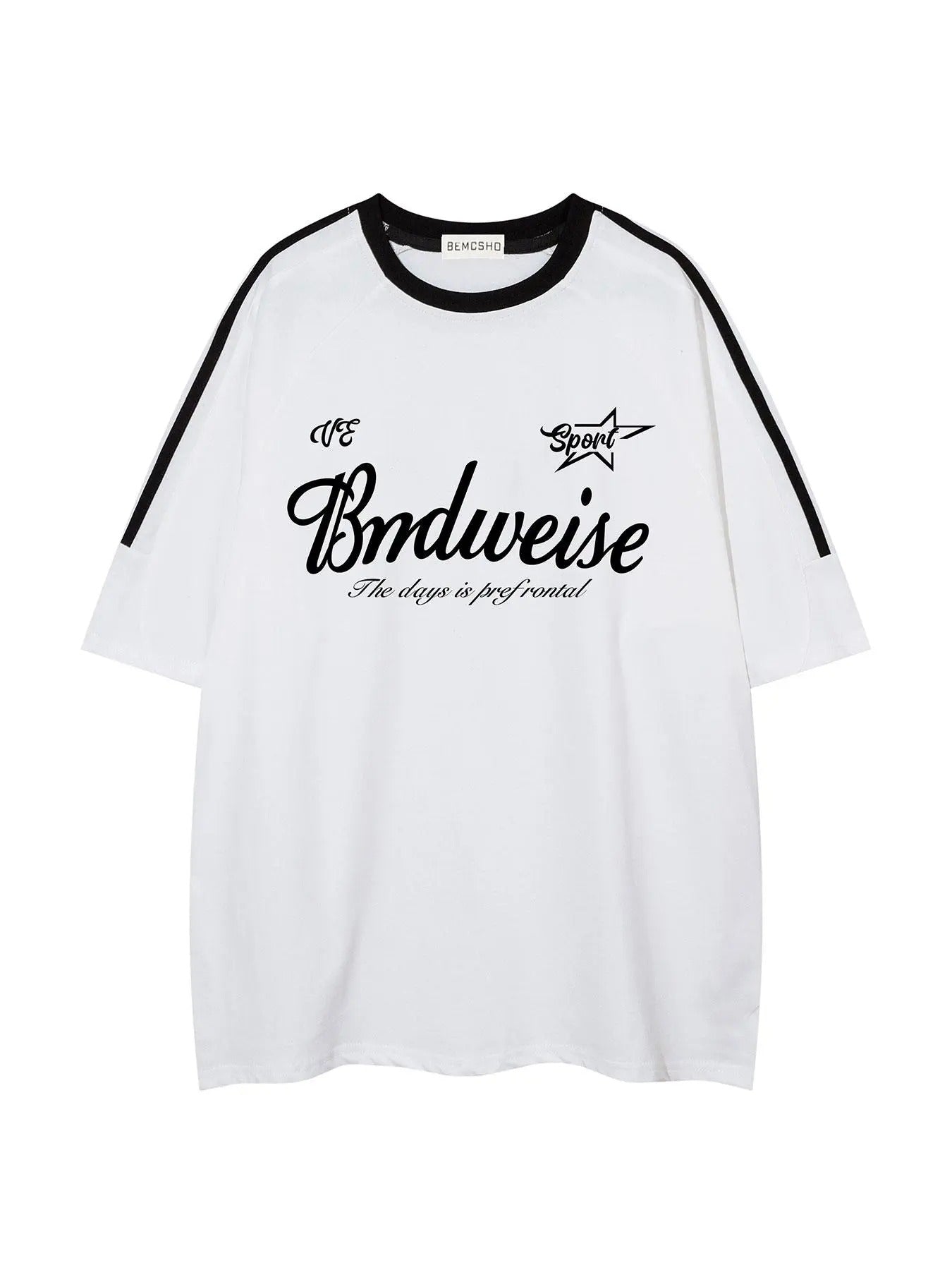 Men's Letter Print Contrast Binding Short Sleeve Tee, Loose Casual Crew Neck T-Shirt for Summer, Fashion Men's Top for...