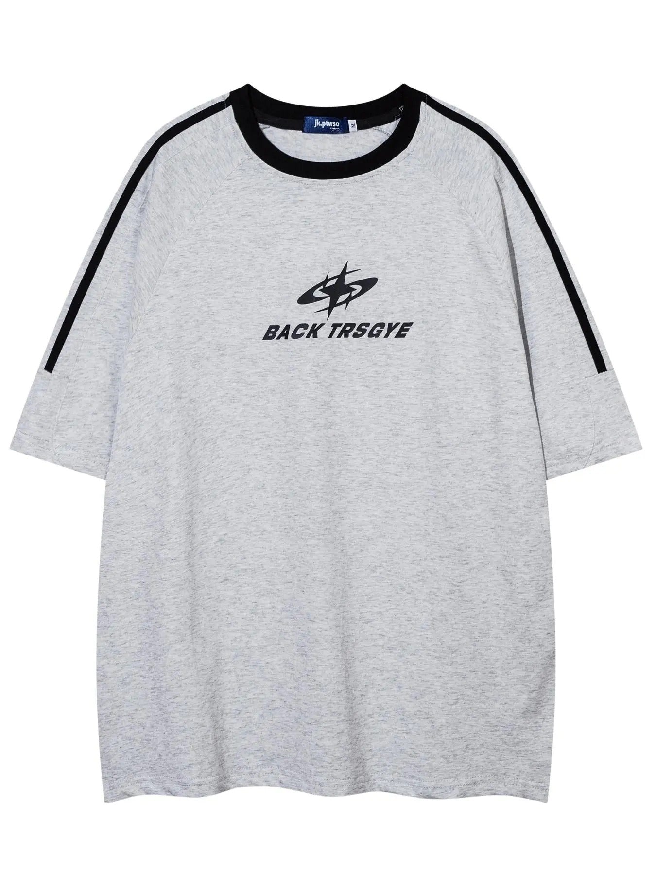 Men's Letter Print Contrast Trim Short Sleeve Tee, Loose Casual Fashion Round Neck T-shirt for Summer, Men's Top for...