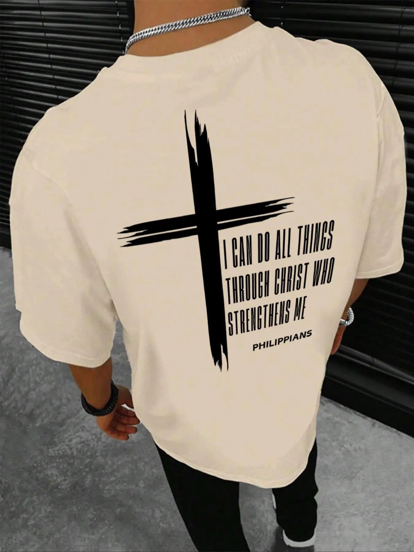 Men's Letter Print Cross Graphic Tee, Regular Fit Casual Short Sleeve T-shirt for Summer, Men's Top for Daily Wear...