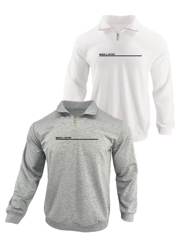 Men's Letter Print Half Zip Sweatshirt, Casual Regular Fit Long Sleeve Pullover for Fall & Winter, Men's Clothes for...