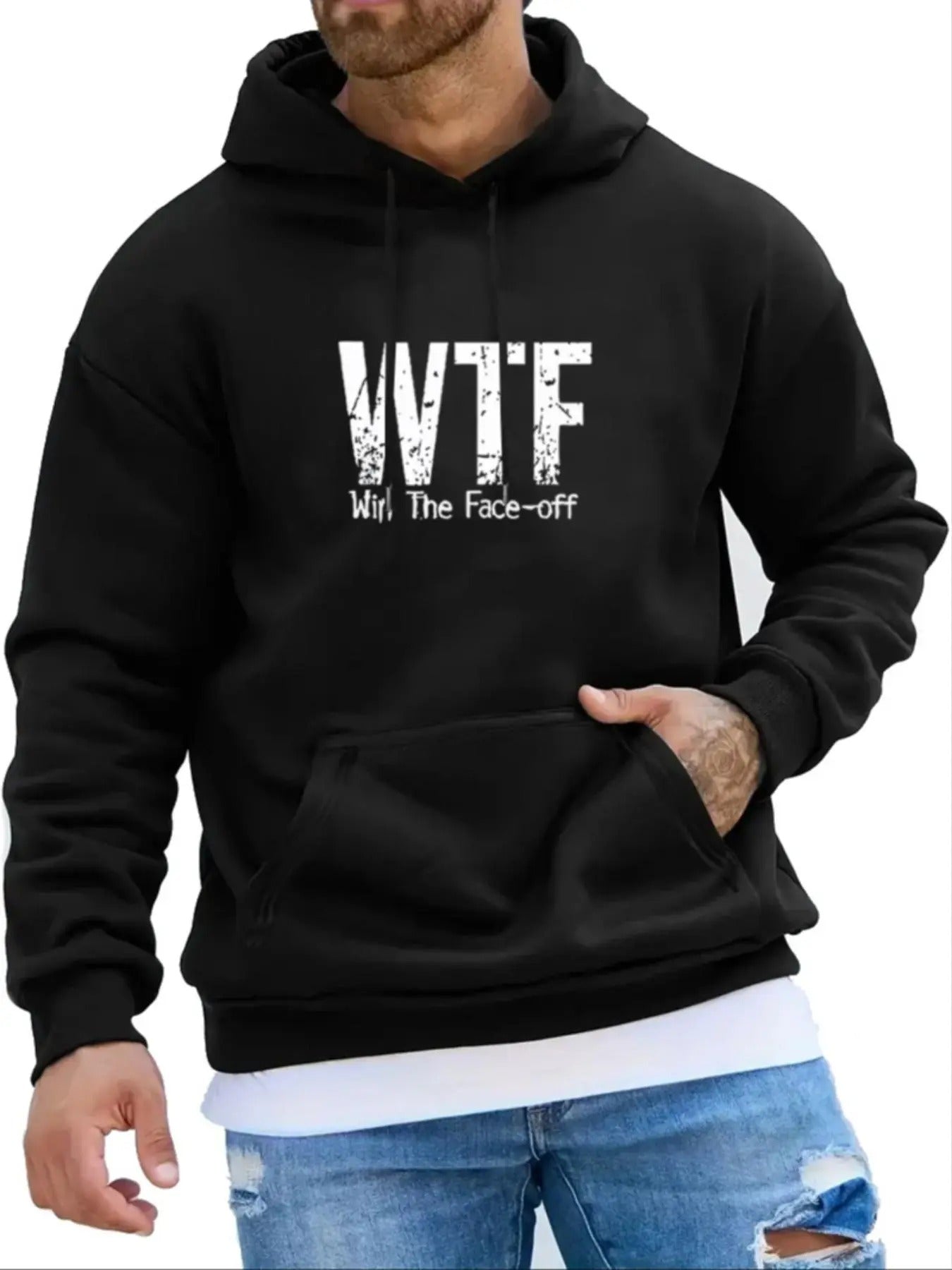 Men's Letter Print Hoodie, Casual Regular Fit Long Sleeve Hooded Sweatshirt for Daily Wear, Men's Top for All Seasons...