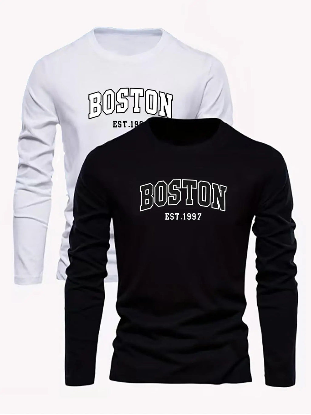 Men's Letter Print Long Sleeve Tee, Casual Comfy Round Neck T-shirt for Spring, Men's Top for Daily Wear Hoodie, Sweatshirt