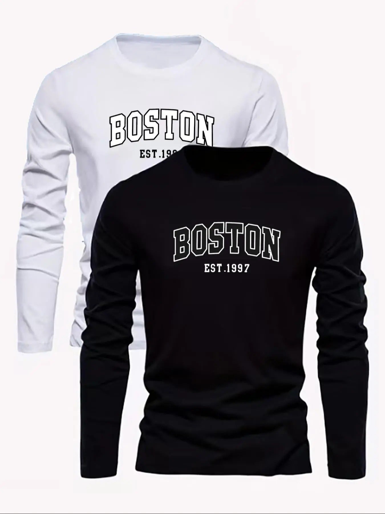 Men's Letter Print Long Sleeve Tee, Casual Comfy Round Neck T-shirt for Spring, Men's Top for Daily Wear Hoodie, Sweatshirt