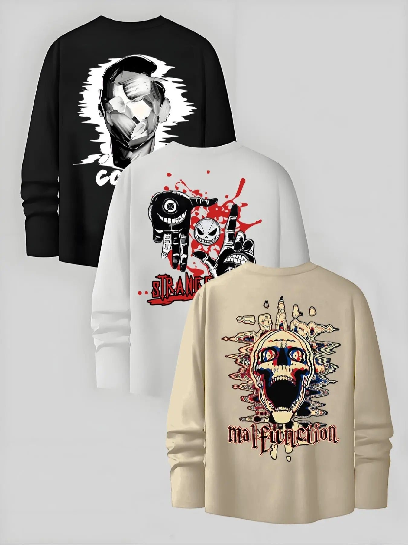 Men's Letter Print Long Sleeve Tee, Regular Fit Casual Fashion Round Neck T-shirt for Daily Wear, Graphic Tees, Casual...
