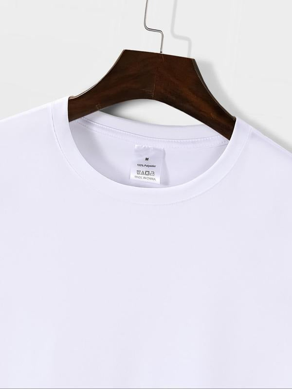 Men's Letter Print Round Neck Graphic Tee, Loose Casual Short Sleeve T-Shirt for Summer, Men's Top for Daily Wear,...
