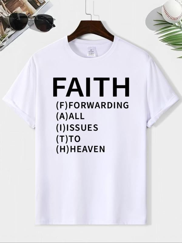 Men's Letter Print Round Neck Graphic Tee, Loose Casual Short Sleeve T-shirt for Summer, Men's Top for Daily Wear style...