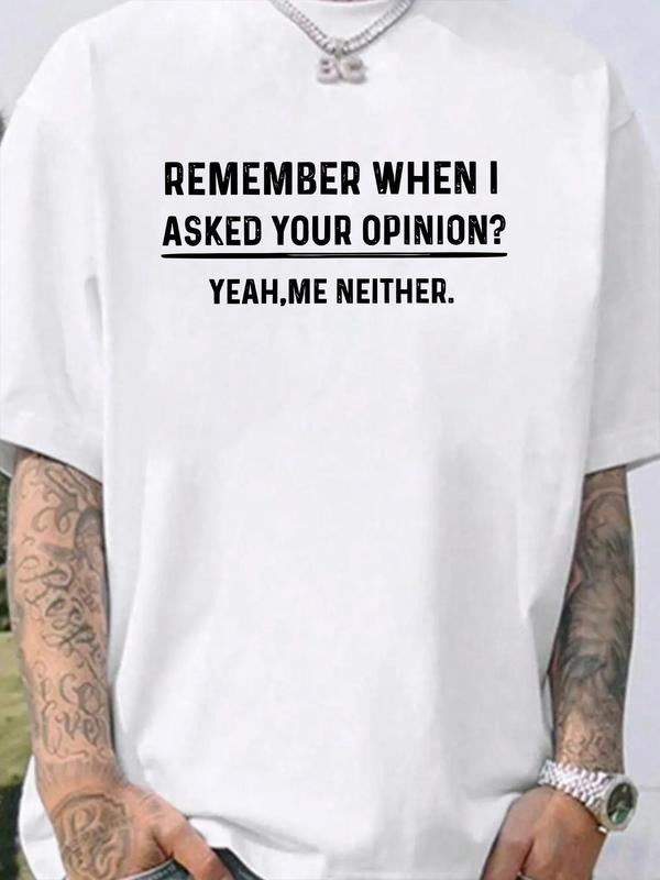 Men's Letter Print Round Neck Graphic Tee, Vintage Trendy Casual Short Sleeve T-shirt for Daily Wear, Men's Summer Outfit...