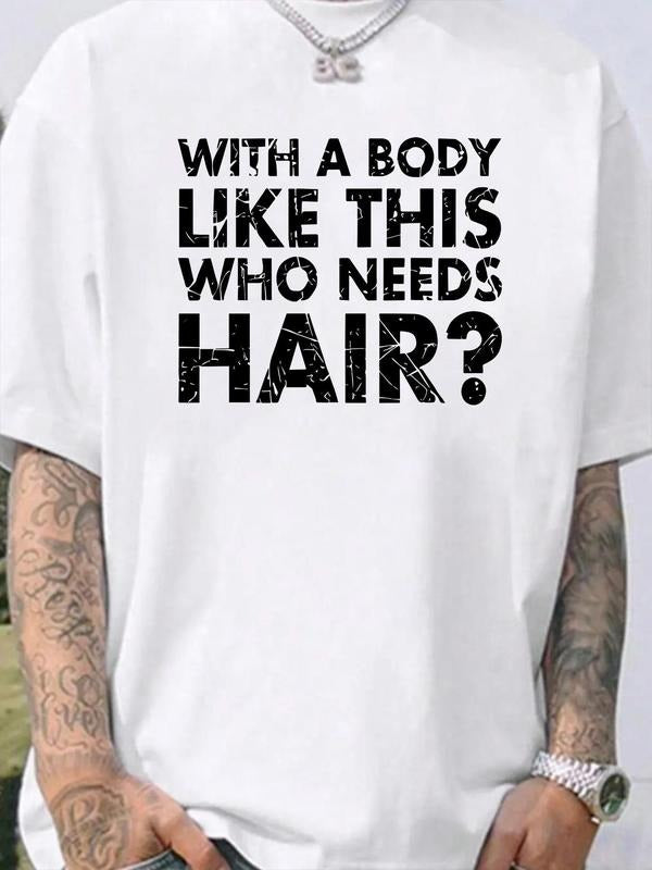 Men's Letter Print Round Neck Graphic Tee, Vintage Trendy Casual Short Sleeve T-shirt for Daily Wear, Men's Summer...