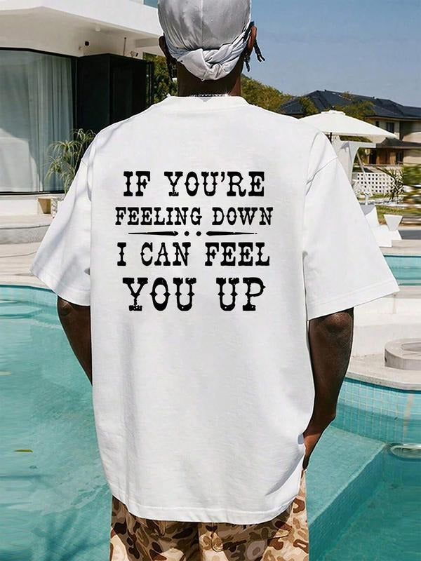 Men's Letter Print Round Neck Graphic Tee, Vintage Trendy Casual Short Sleeve T-shirt for Daily Wear, Men's Summer...
