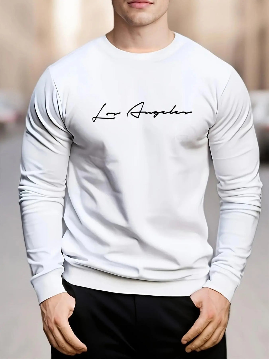 Men's Letter Print Round Neck Sweatshirt, Regular Fit Casual Long Sleeve Crew Neck Pullover for Daily Wear, Fashion Men's...