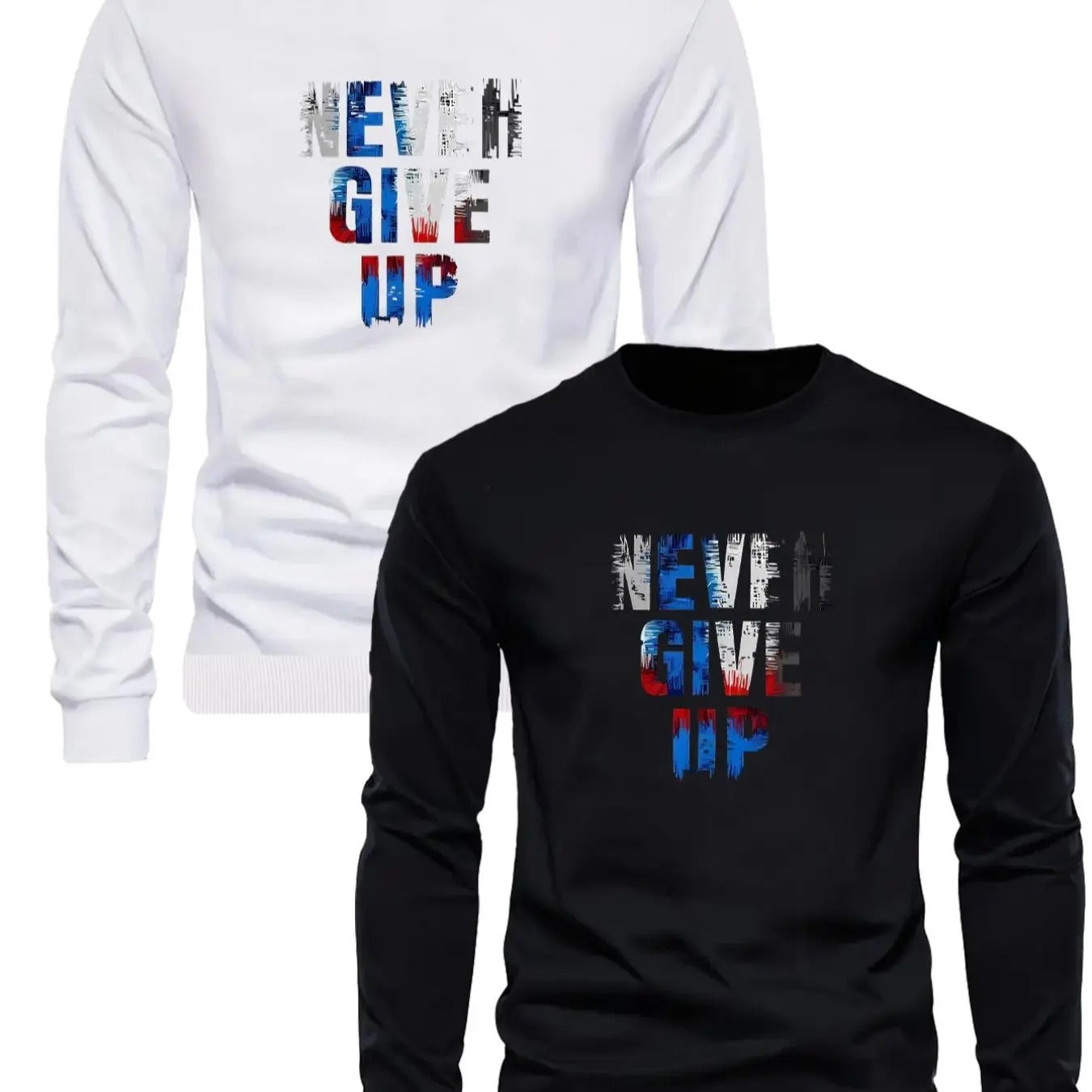 Men's Letter Print Round Neck Sweatshirt, Regular Fit Casual Long Sleeve Crew Neck Pullover for Fall & Winter, Men's...