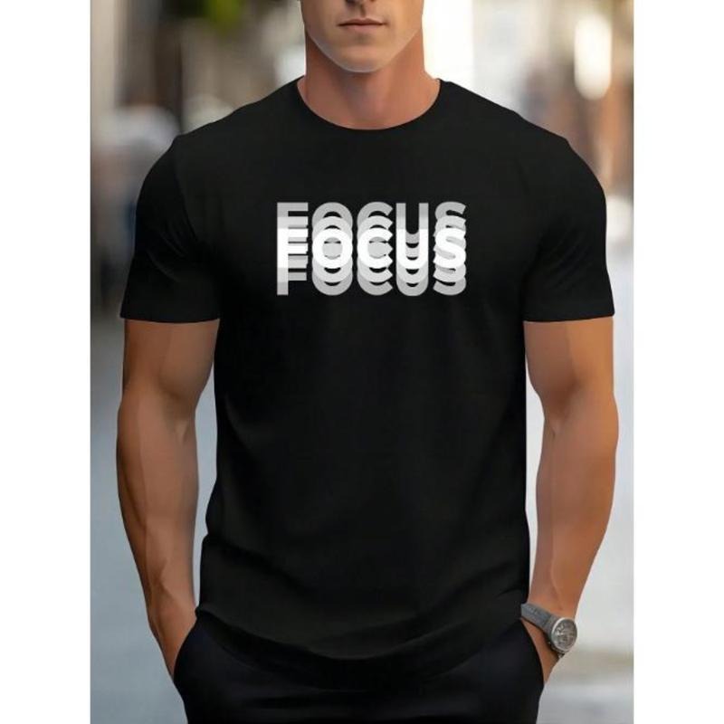 Men's Letter Print Round Neck T-Shirt Made In USA Hoodie, Sweatshirt | UrbanDripWear.com