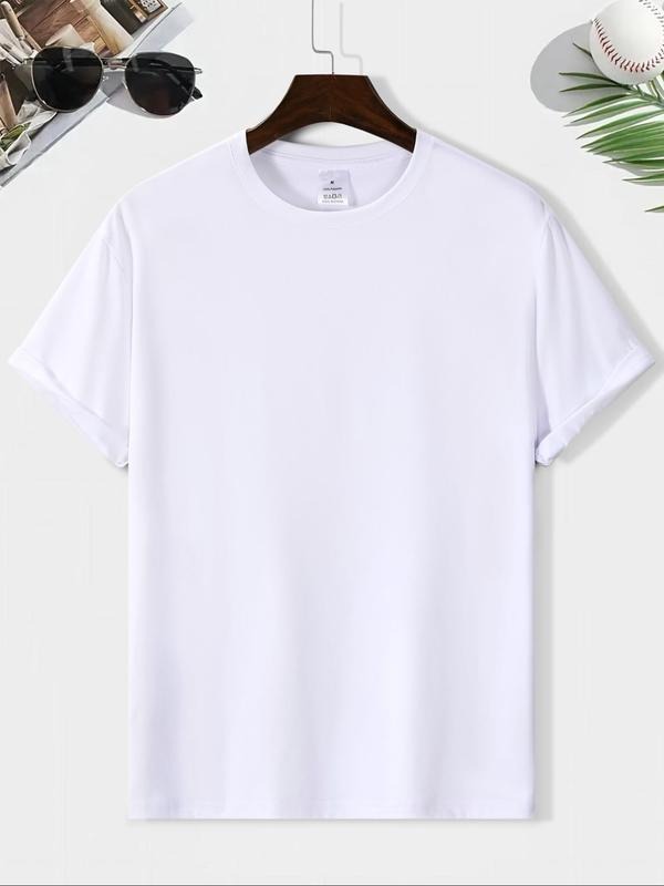 Men's Letter Print Round Neck Tee, Casual Short Sleeve Crew Neck T-Shirt for Summer, Fashion Men's Top for Daily Wear...