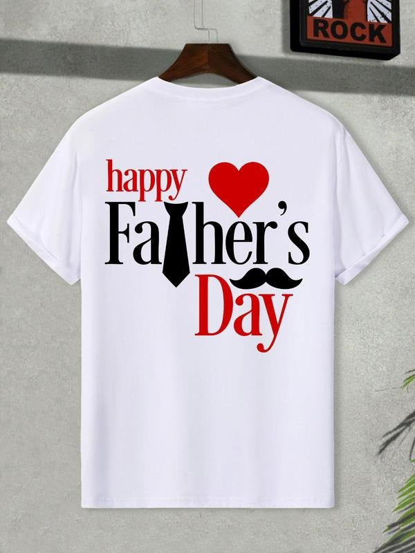 Men's Letter Print Round Neck Tee, Loose Casual Fashion Short Sleeve T-shirt for Summer, Men's Top for Daily Wear style...