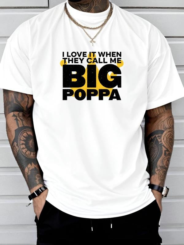 Men's Letter Print Round Neck Tee, Regular Fit Casual Short Sleeve Crew Neck T-Shirt for Daily Wear, Men's Top for All...