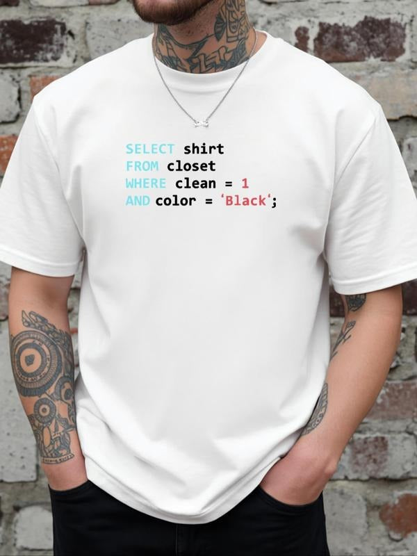 Men's Letter Print Round Neck Tee, Regular Fit Casual Short Sleeve Crew Neck T-Shirt for Daily Wear, Men's Top for All...