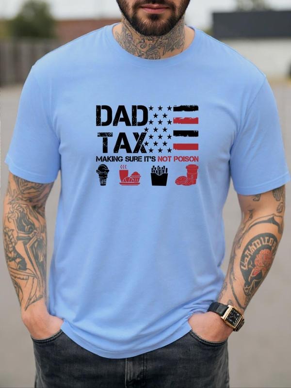 Men's Letter Print Round Neck Tee, Regular Fit Casual Short Sleeve Crew Neck T-Shirt for Daily Wear, Men's Top for All...