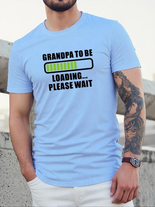 Men's Letter Print Round Neck Tee, Regular Fit Casual Short Sleeve Crew Neck T-Shirt for Daily Wear, Men's Top for All...