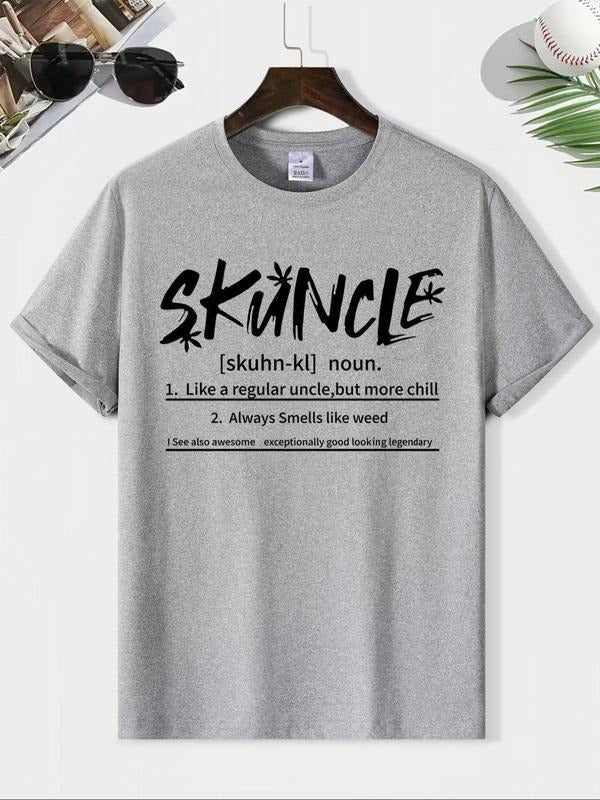 Men's Letter Print Round Neck Tee, Regular Fit Casual Short Sleeve Crew Neck T-Shirt for Summer, Fashion Men's Top for...