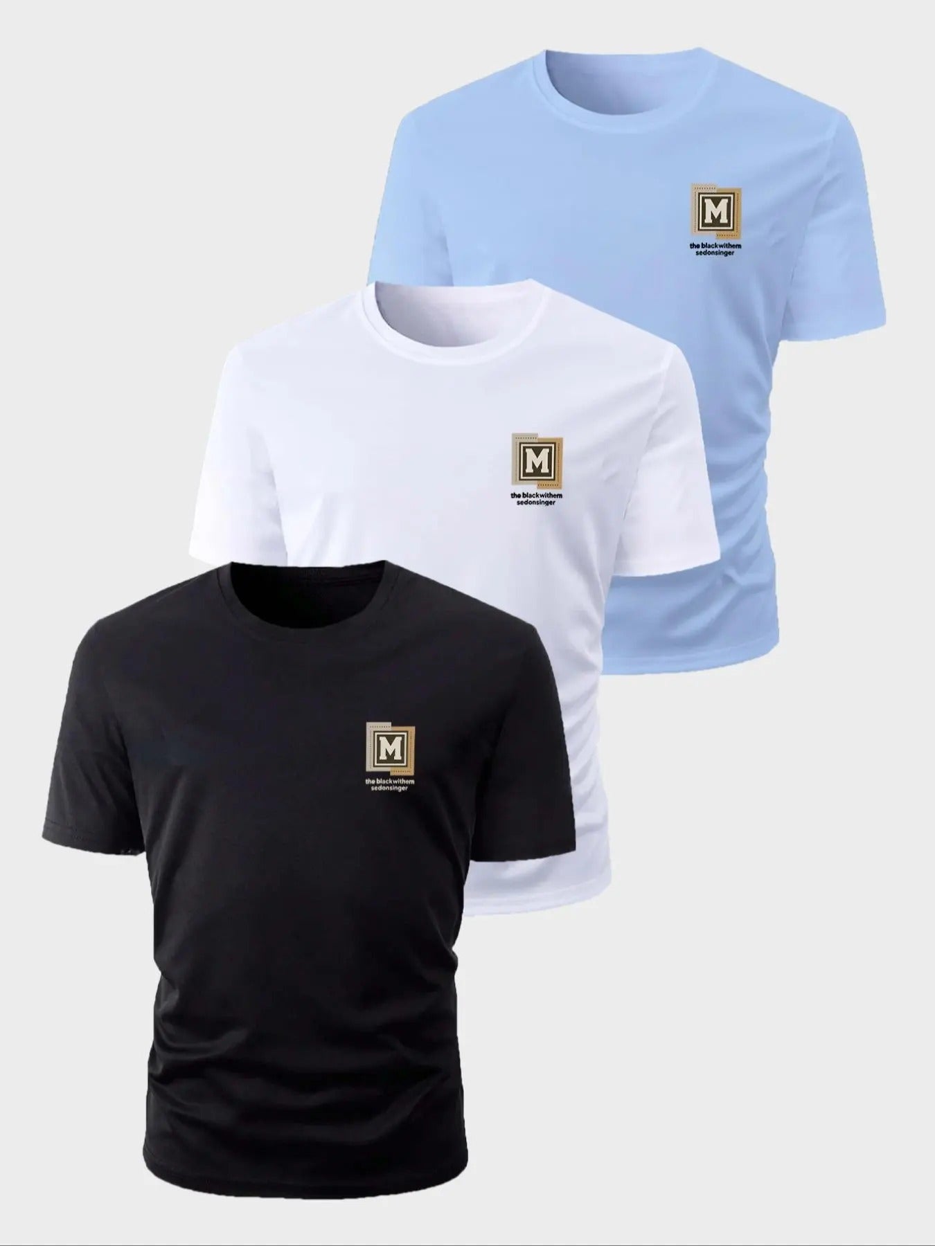 Men's Letter Print Round Neck Tee, Regular Fit Casual Short Sleeve T-shirt for Summer, Men's Top for Daily Wear Hoodie,...