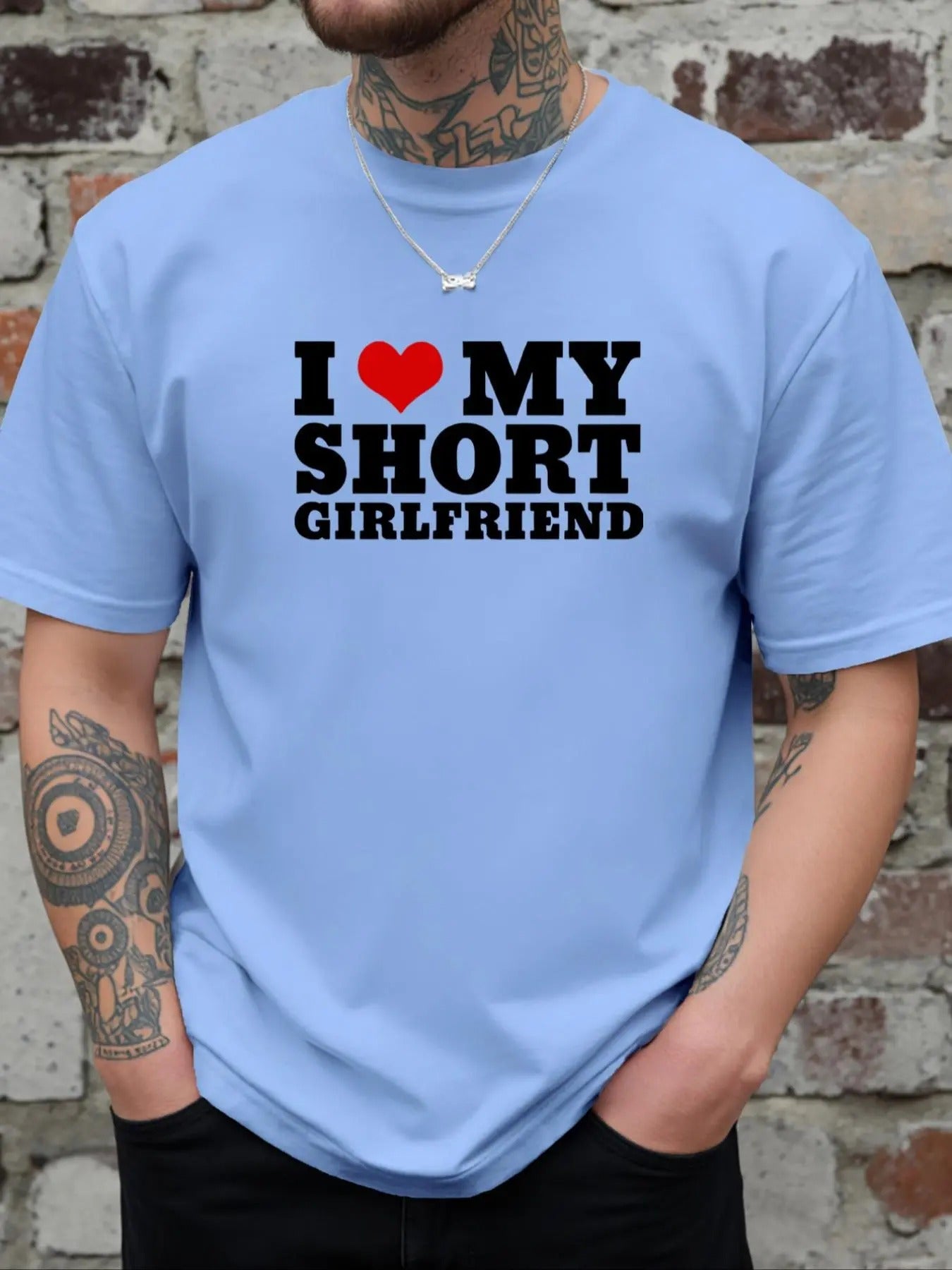 Men's Letter Print Round Neck Tee, Regular Fit Short Sleeve Crew Neck T-Shirt for Daily Wear, Casual Comfy Knitting Top...