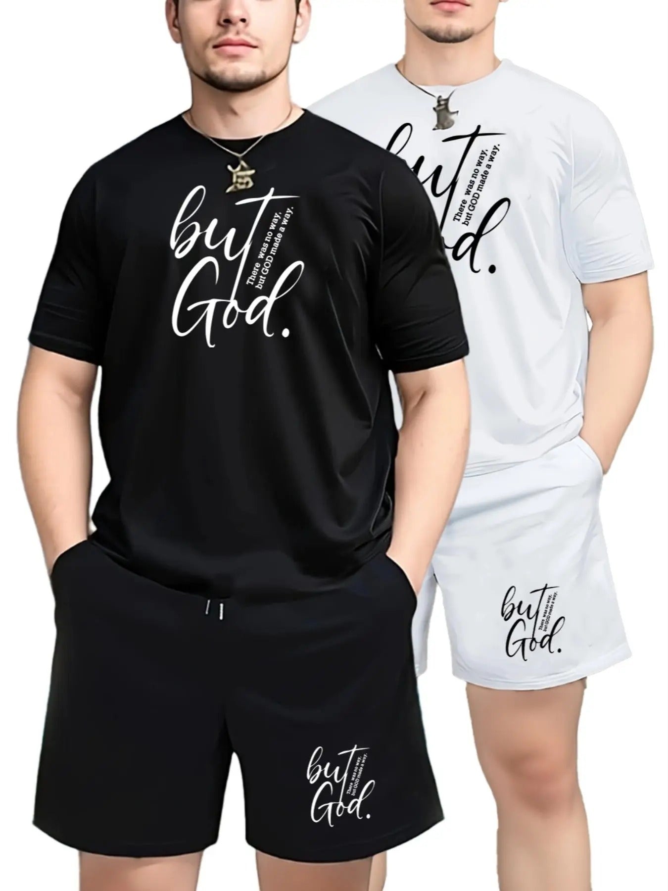 Men's Letter Print Short Sleeve Tee & Shorts Set, Casual Round Neck T-shirt & Track Shorts, Men's Summer Clothes Hoodie,...
