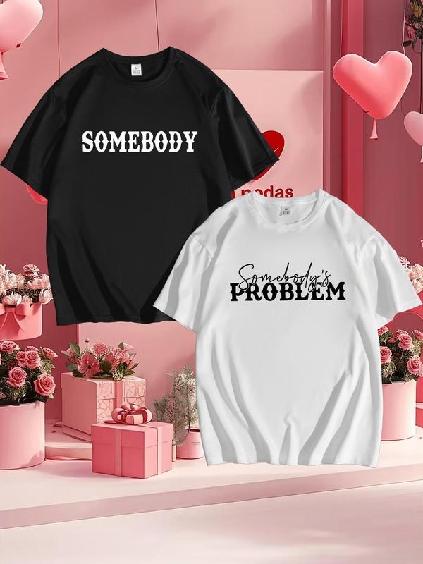 Men's Letter Print Short Sleeve Tee, Regular Fit Casual Round Neck T-shirt for Summer, Men's Top for Daily Wear Hoodie,...