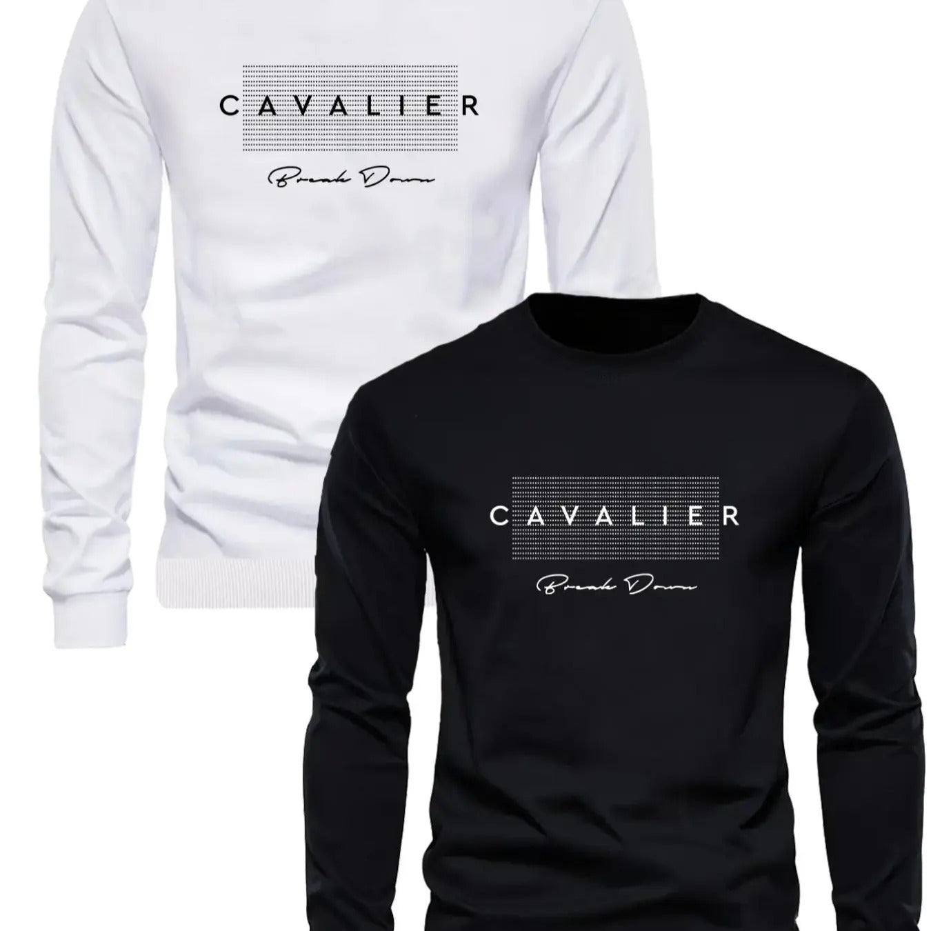Men's Letters Print Round Neck Sweatshirt Set, Regular Fit Casual Long Sleeve Crew Neck Pullover for Fall & Winter, Men's...