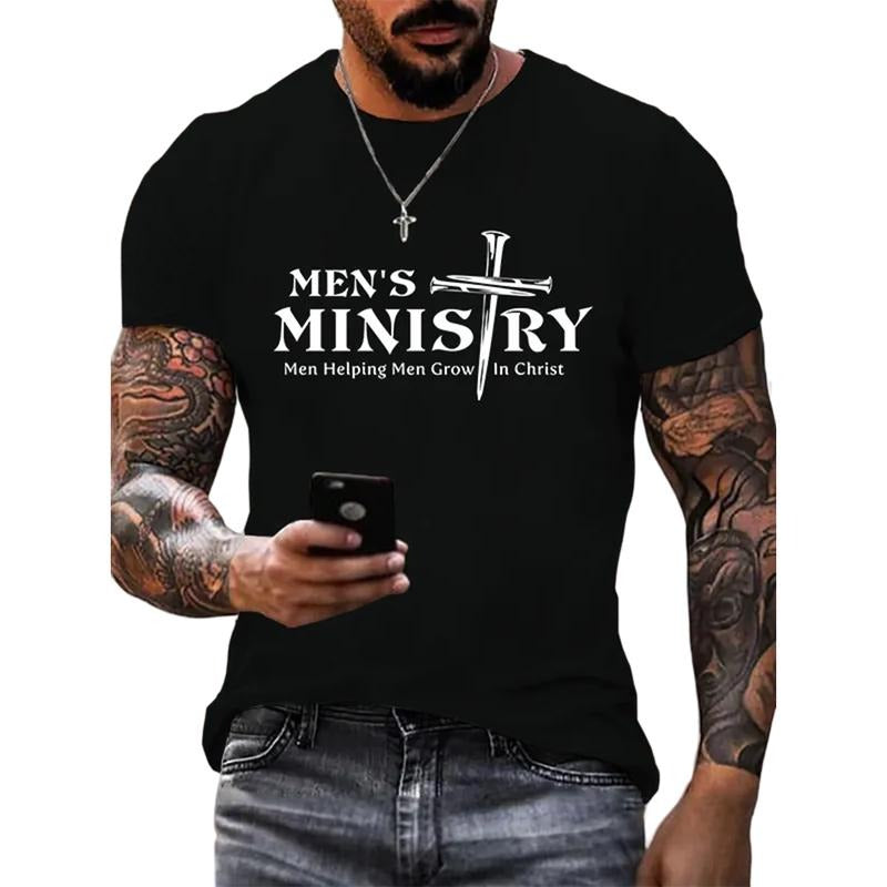 Men's Ministry ,Men Helping Men ,Church ministry Christian Cotton T-Shirt, Graphic Tees for Unisex Cotton Fabric Casual...