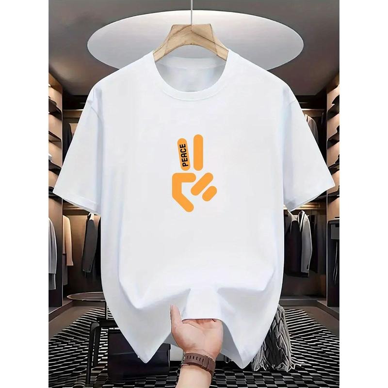 Men's Peace Sign Graphic Tee - Casual & Comfortable Cotton T-Shirt with Stretch, Round Neck for Summer Outings Made in...