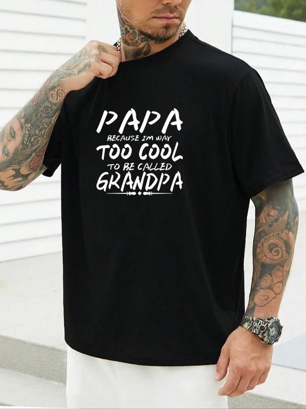 Men's Plus Size Slogan Print Round Neck Tee, Casual Short Sleeve Graphic T-shirt, Men's All Seasons Outfit for Daily Wear...
