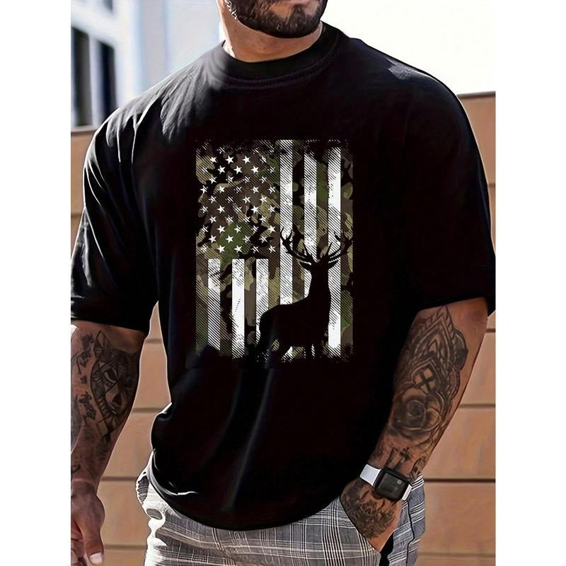 Men's Printed Round Neck Short Sleeve T-Shirt Made in USA Hoodie, Sweatshirt | UrbanDripWear.com