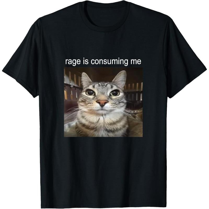 Men's Rage Is Consuming Me Silly Staring Cat Meme T-Shirt Hoodie, Sweatshirt | UrbanDripWear.com