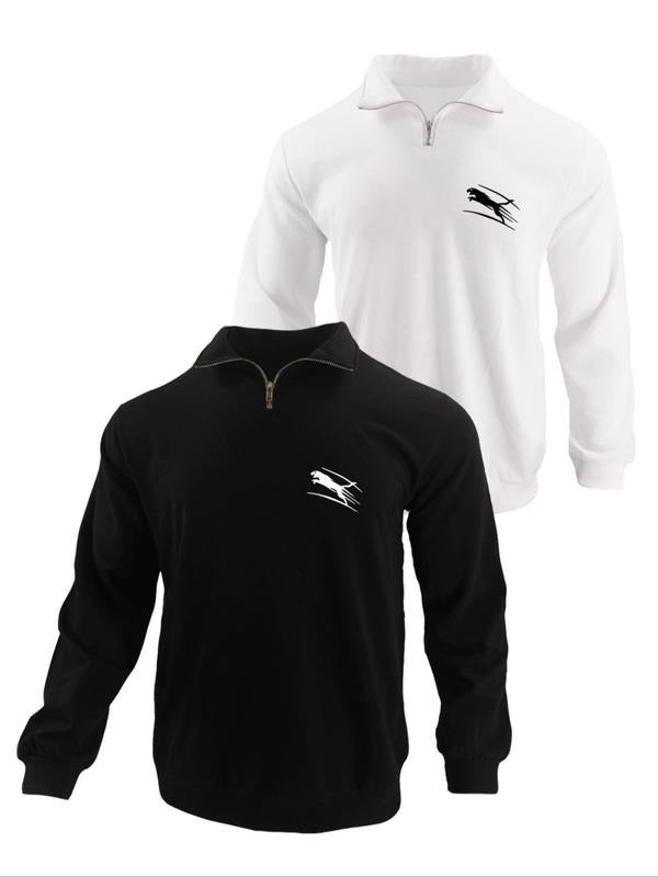Men's Regular Fit Animal Print Zip Up Half Sleeve Sweatshirt, Casual Long Sleeve Collared Pullover for Fall & Winter,...