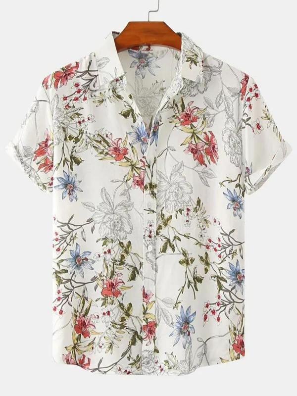 Men's Regular Fit Boho Floral Print Button Front Shirt Hoodie, Sweatshirt | UrbanDripWear.com