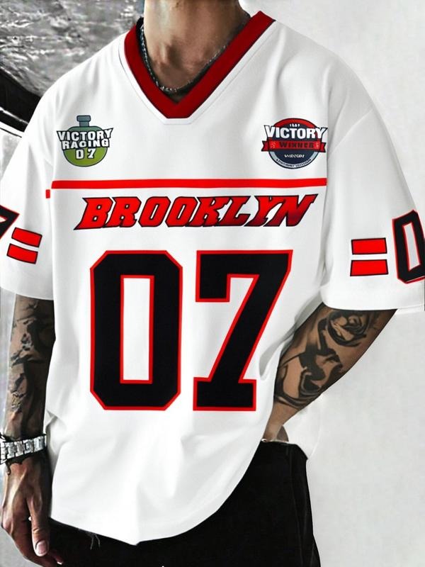 Men's Regular Fit Brock Brooklyn Print Short Sleeve Graphic Tee, Casual Round Neck T-shirt for Summer, Fashion Men's Top...